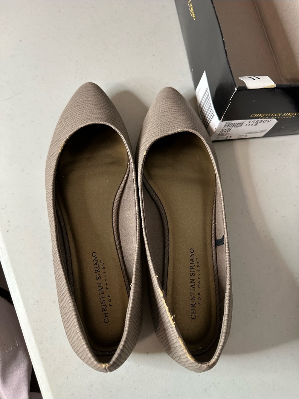 Christian Siriano Neutral Taupe Pointed Toe Flats